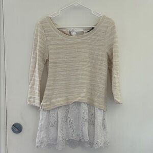 Sunday in Brooklyn Cream and White Lace Blouse